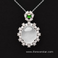 Icy White Jadeite Jade 18K Solid Gold Pendant